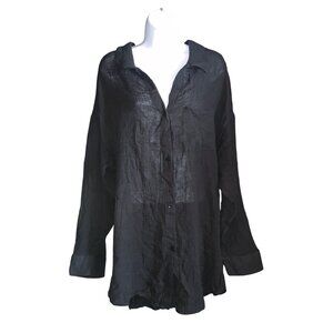 Shade & Shore Womens Black Swimsuit Cover-Up Button Down Shirtdress Size Large